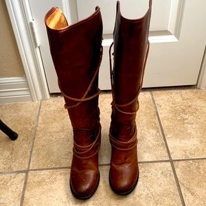 Freebird by Steven Coal Lace up Riding Boots in Cognac - Size 8